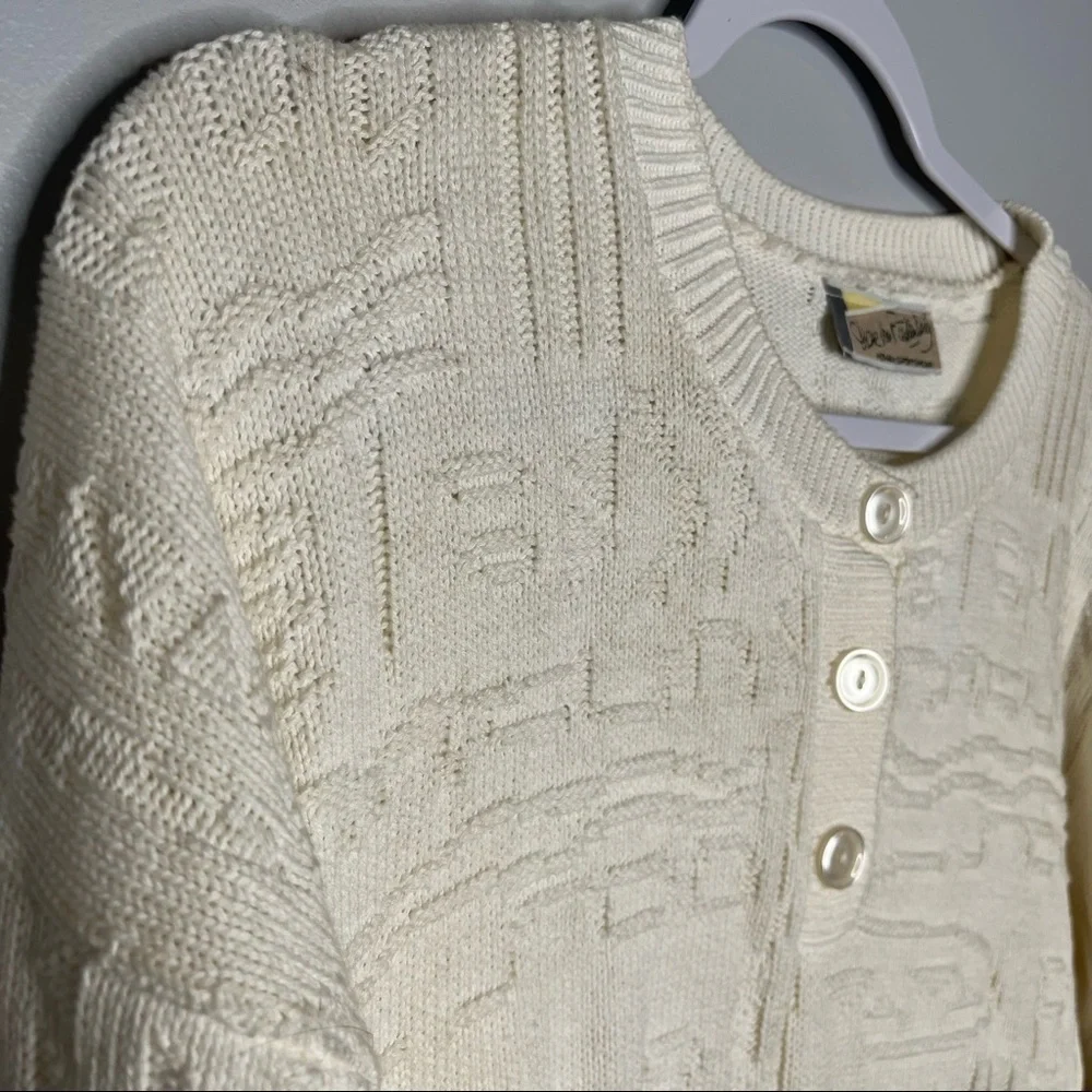 Vintage DVF Cream Textured Grandpacore Sweater